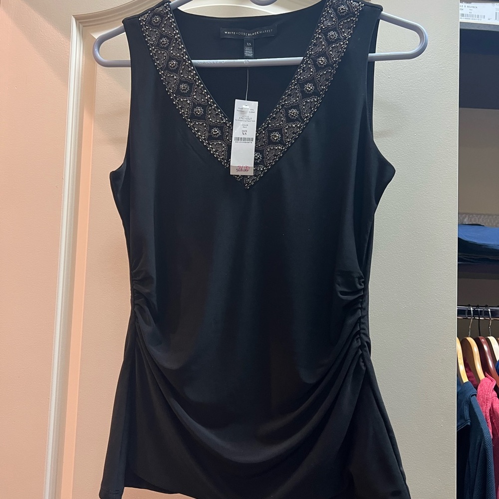 WHBM black top with beading NWT